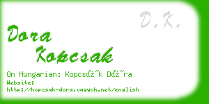 dora kopcsak business card